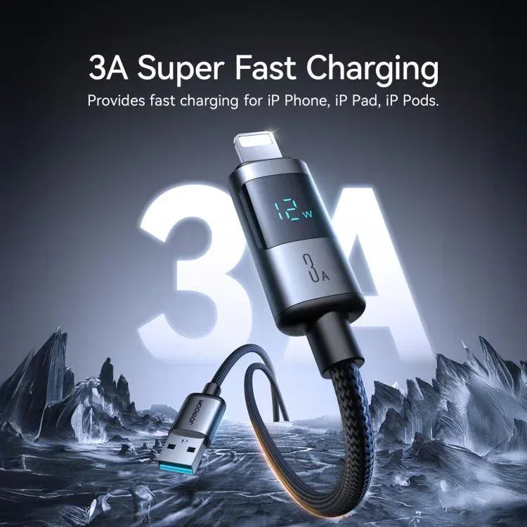 Joyroom 3A Usb-A to Lightning Fast Charging Data Cable with Digital Display - Three
