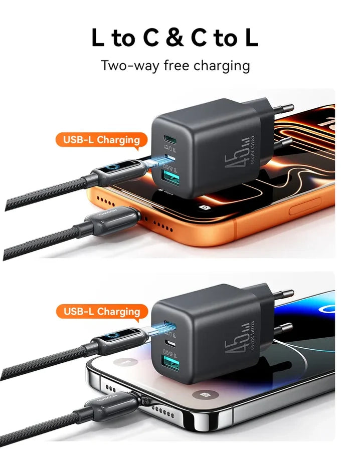Joyroom 45W 3 Port Gallium Nitride GaN Wall Charger JR-TO1