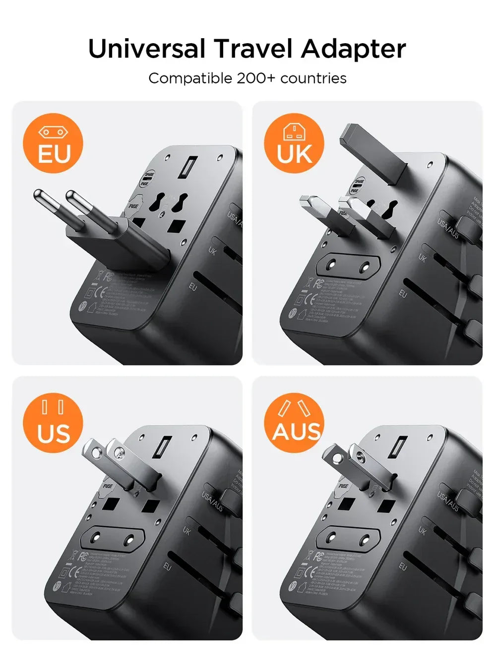 Joyroom 5 Port Universal Travel Adapter 65W JR-TCW02 - Three