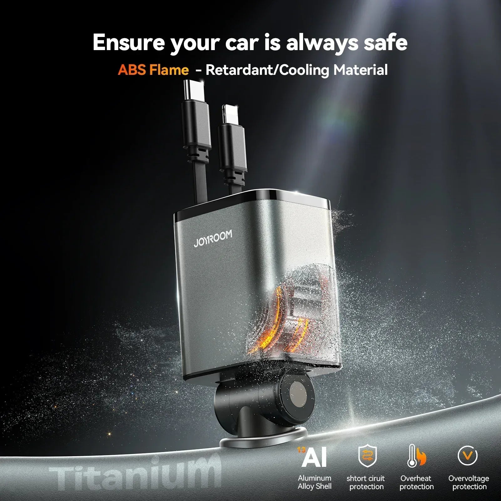 Joyroom 65W 4-in-1 Retractable Cable Car Charger JR-CCL05 - Three