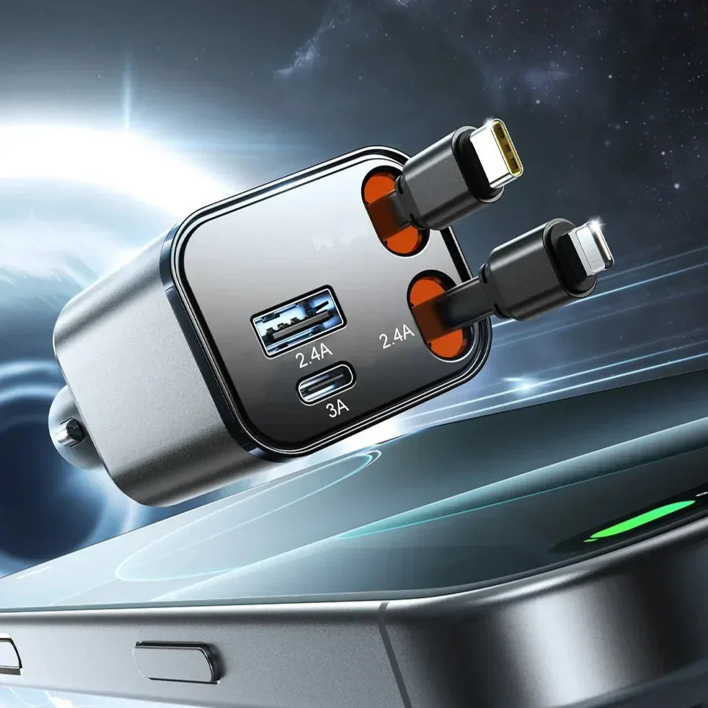 Joyroom 65W 4-in-1 Retractable Cable Car Charger JR-CCL05 - Three
