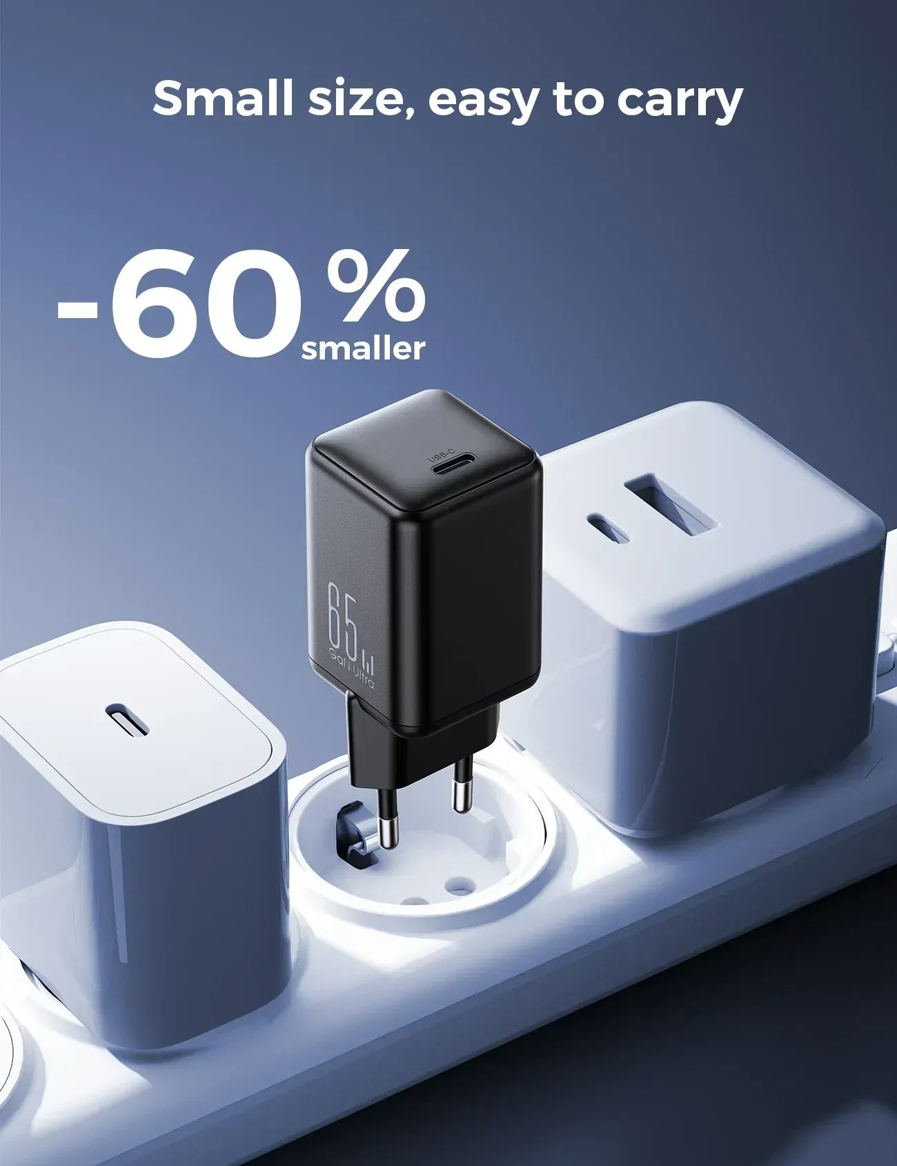 Joyroom 65W Single Port (1C) Wall Charger JR-TCG18 - Three