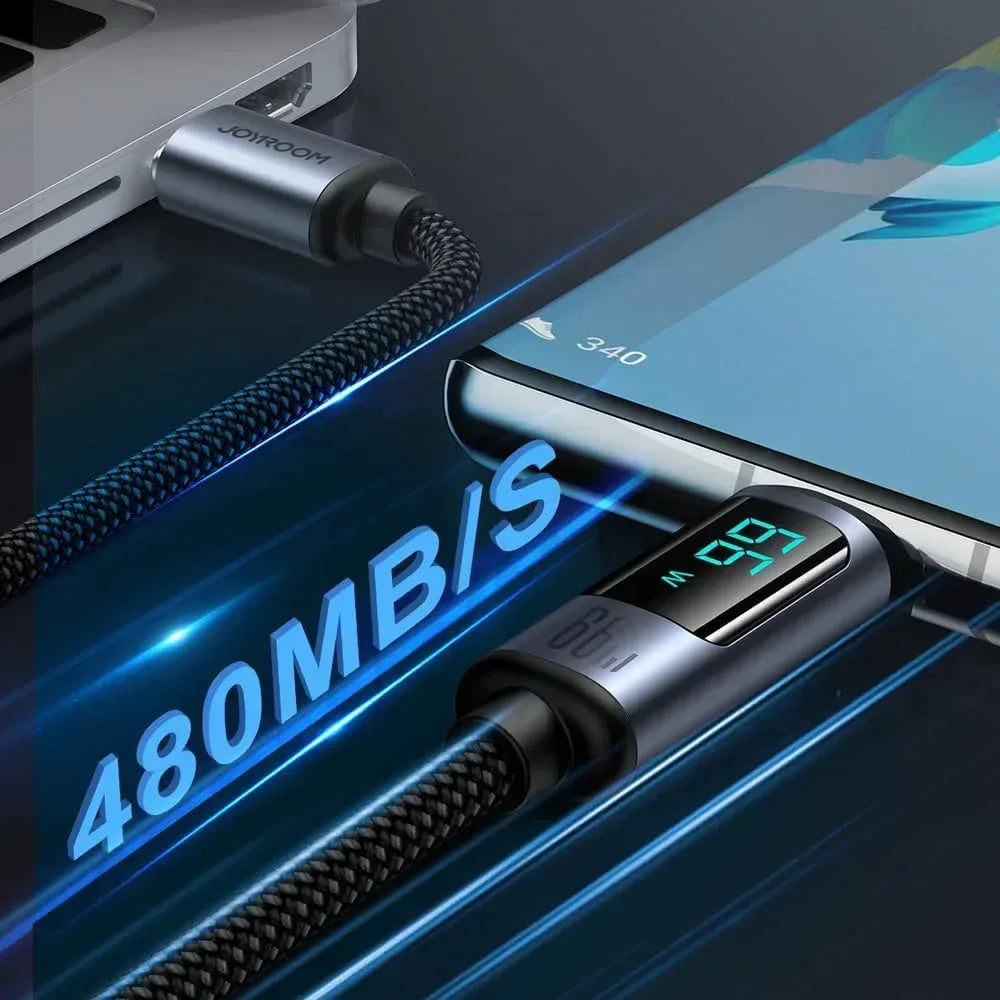 Joyroom 66W Usb-A To Type-C Fast Charging Data Cable with Digital Display - Three