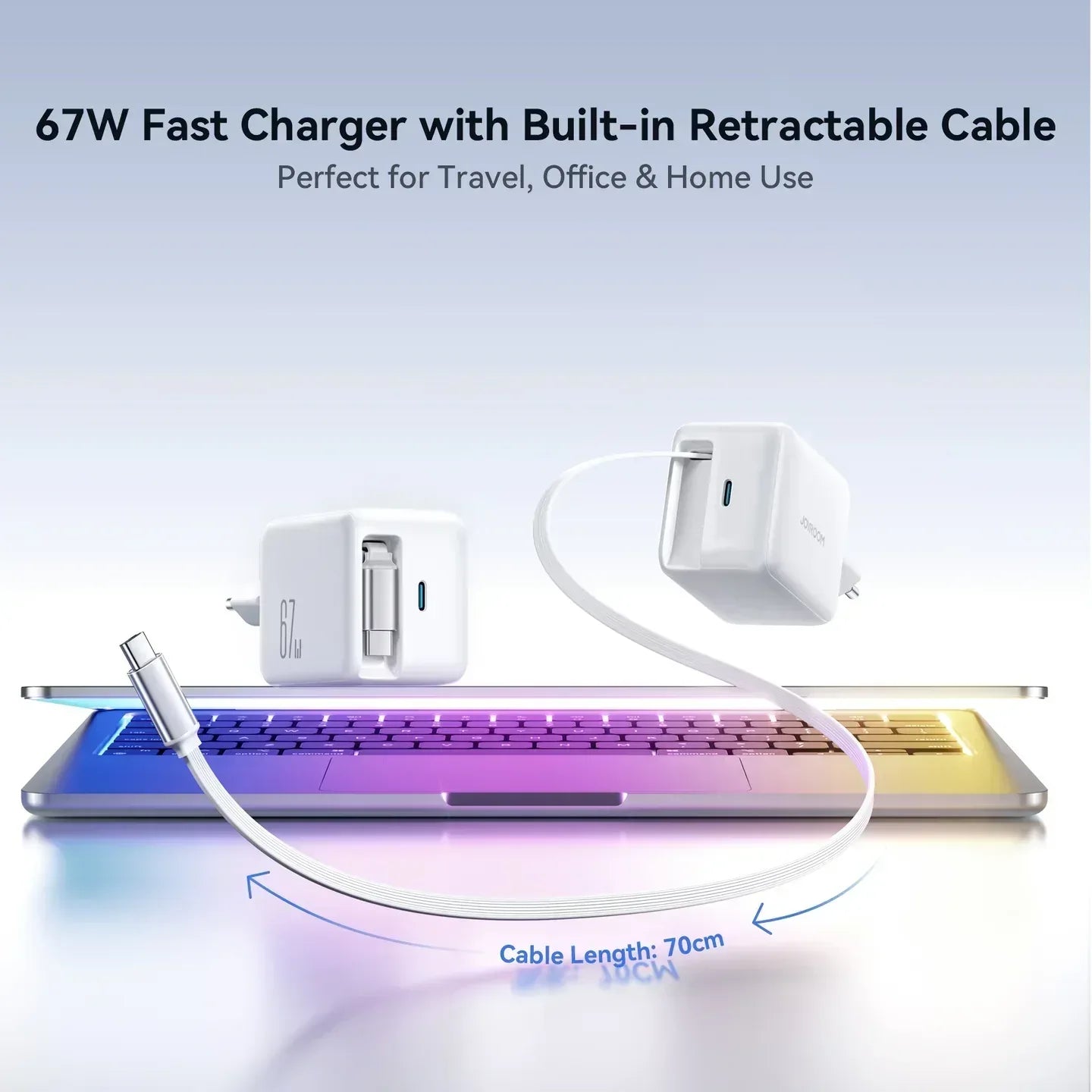 Joyroom 67W Fast Charger with Built-in Retractable Cable JR-TCL06 - Three