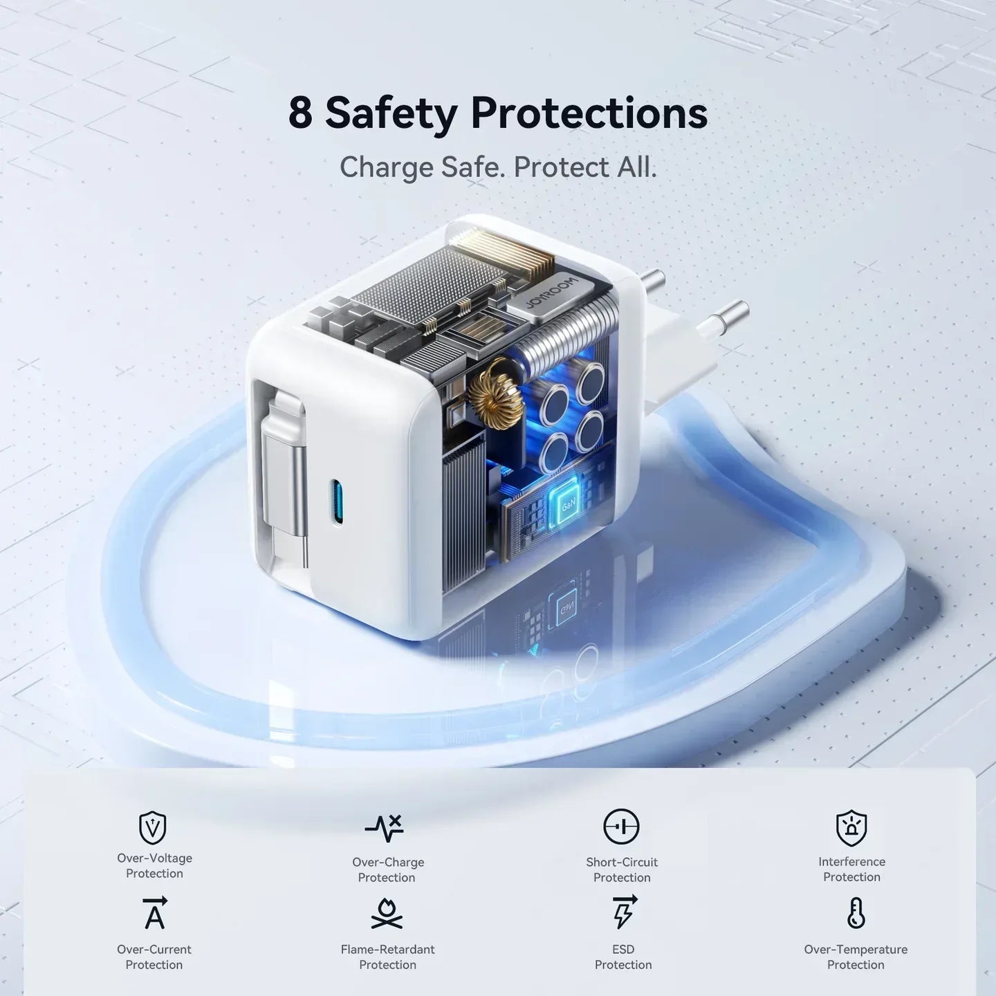 Joyroom 67W Fast Charger with Built-in Retractable Cable JR-TCL06 - Three