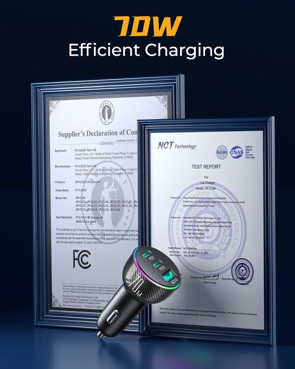 Joyroom 70W 3-Port (2PD+1USB) Car Charger JR-CL26 - Three