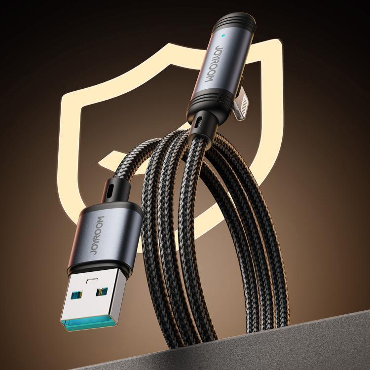 Joyroom 90 Degree Fast Charging Data Cable 3A USB to Lightning S-A56 - Three