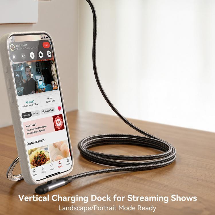 Joyroom 90 Degree Fast Charging Data Cable 3A USB to Lightning S-A56 - Three
