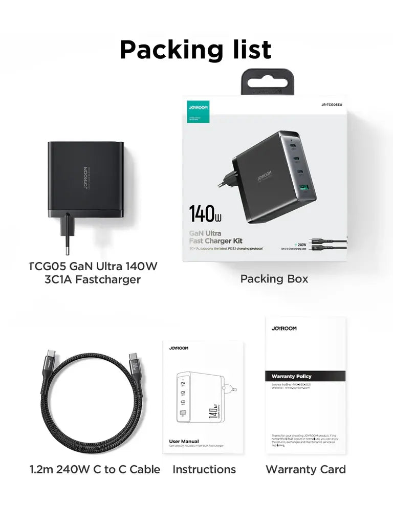 Joyroom GaN Ultra 140W 3C1A Fast Charger JR-TCG05