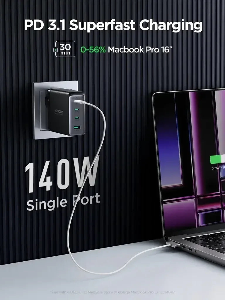 Joyroom GaN Ultra 140W 3C1A Fast Charger JR-TCG05 - Three