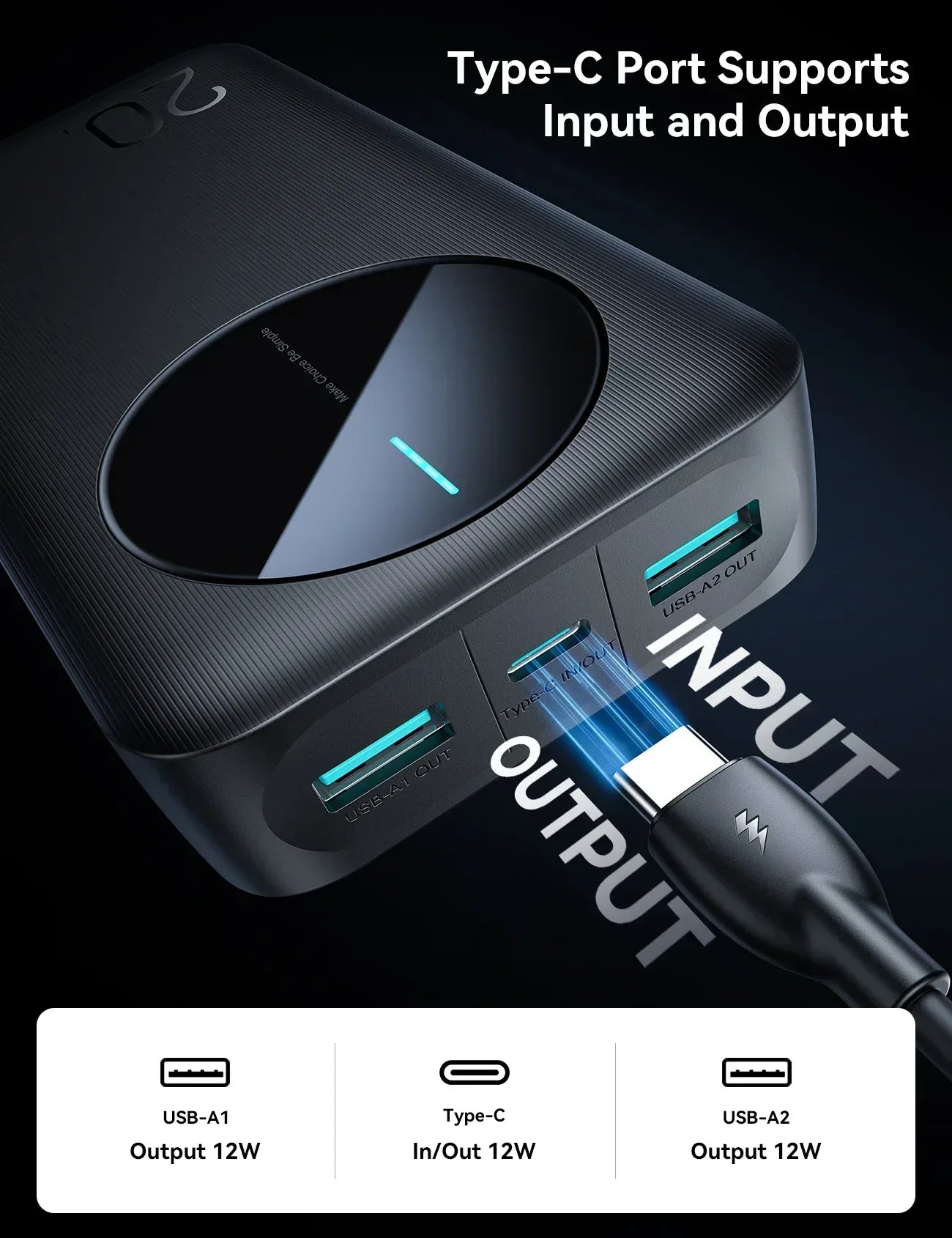 Joyroom LED Power Bank 20000 mAh JR-PBF14 - Three