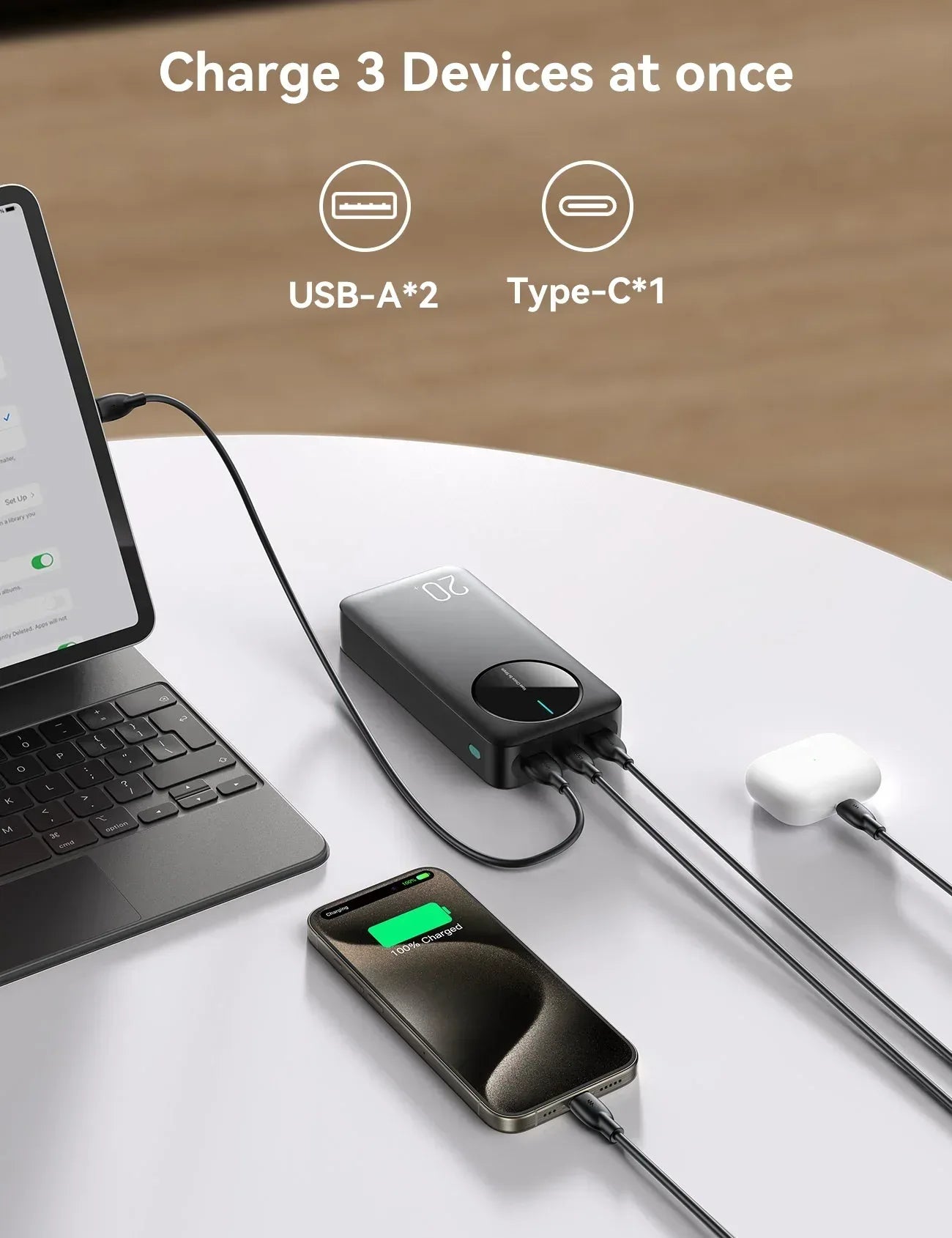 Joyroom LED Power Bank 20000 mAh JR-PBF14 - Three