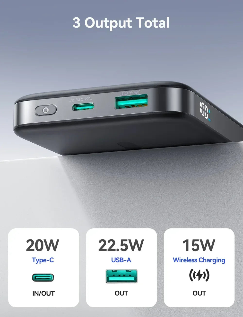 Joyroom Magnetic Wireless Power Bank 10000mAH 22.5W JR-PBM12 - Three