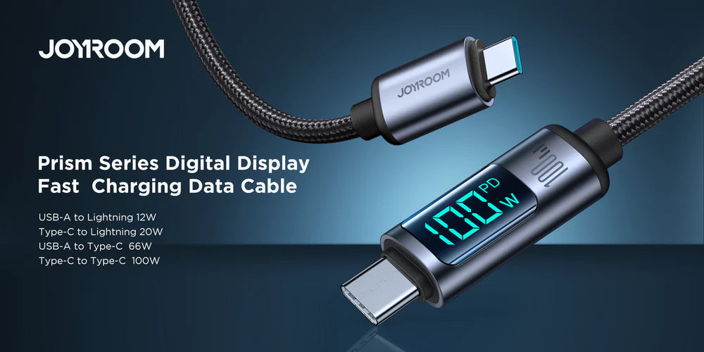 Joyroom Prism Series 100W Type-C to Type-C Digital Display Fast Charging Data Cable 1.2m S-CC100A16