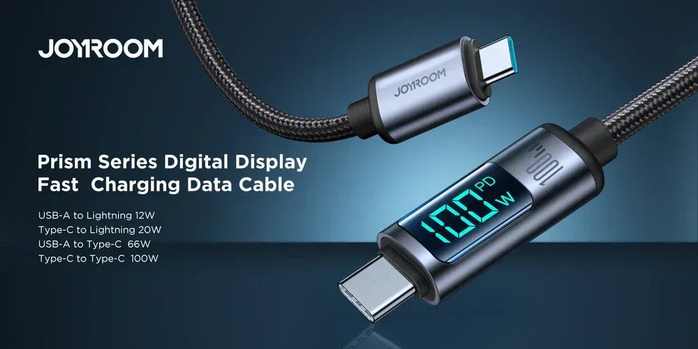 Joyroom Prism Series 100W Type-C to Type-C Digital Display Fast Charging Data Cable 1.2m S-CC100A16 - Three