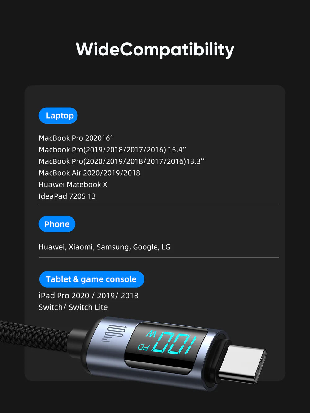 Joyroom Prism Series 100W Type-C to Type-C Digital Display Fast Charging Data Cable 1.2m S-CC100A16