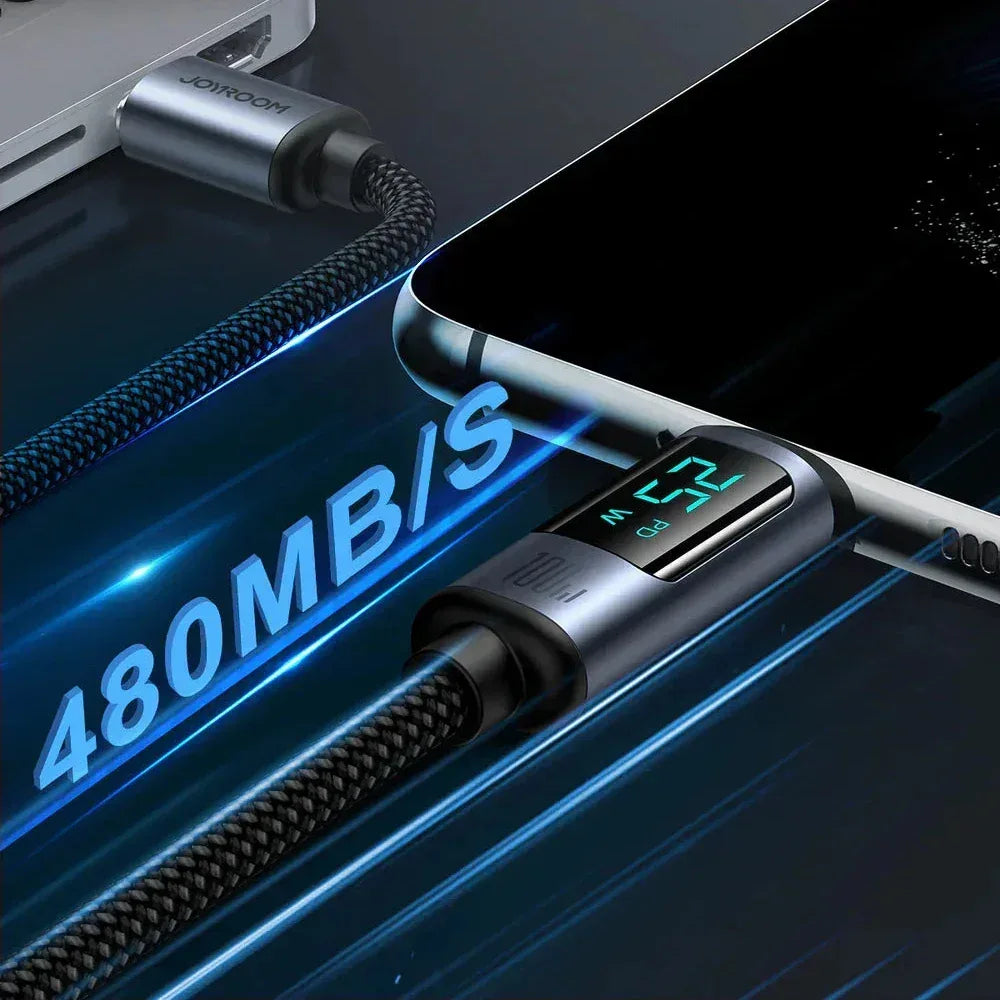 Joyroom Prism Series 100W Type-C to Type-C Digital Display Fast Charging Data Cable 1.2m S-CC100A16 - Three