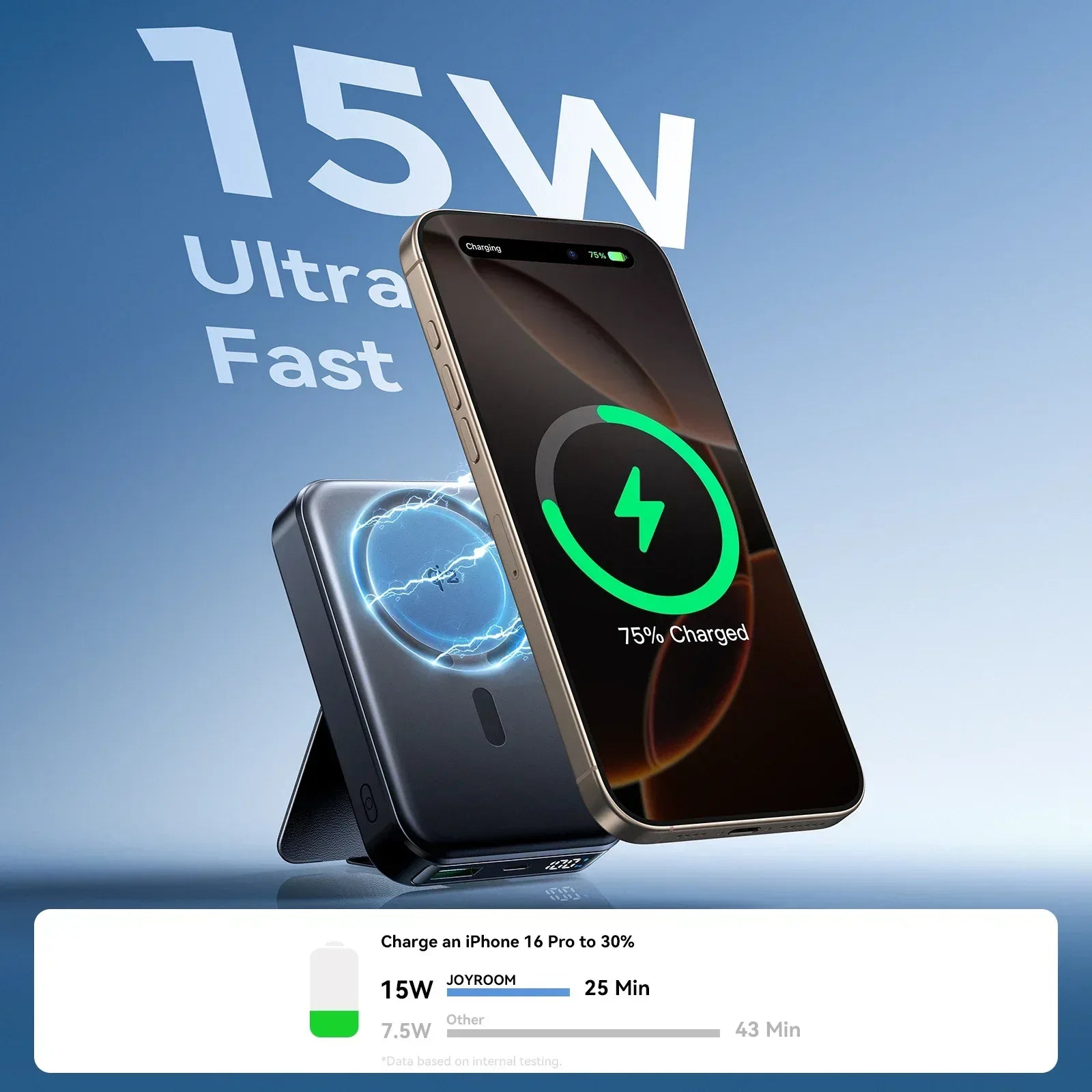 Joyroom QI2 22.5W Magnetic Wireless Power Bank with Holder 10000mAh JR-PBM11 - Three