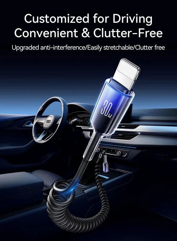 Joyroom Type-C To Lightning 30W Coiled Fast Charging and Data Cable S-A43