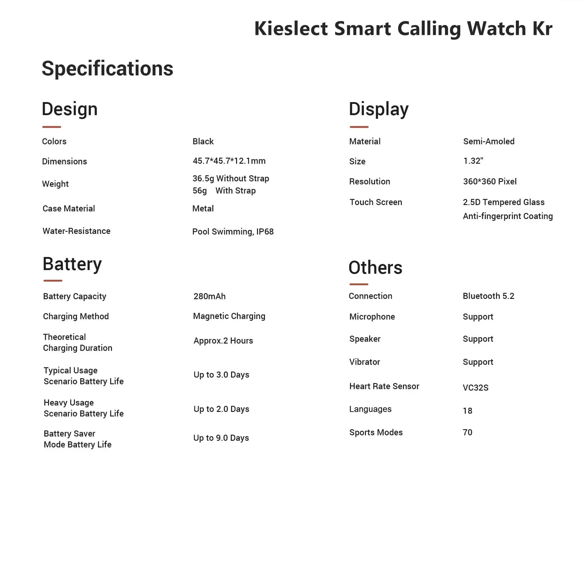 Kieslect Smart Calling Watch Kr - Three