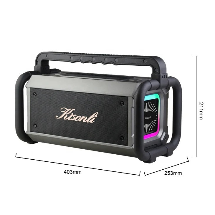 Kisonli Powerful 80W Portable Wireless 8000 mAh Outdoor Party Bass Hi-Fi Speaker with RGB Light K9