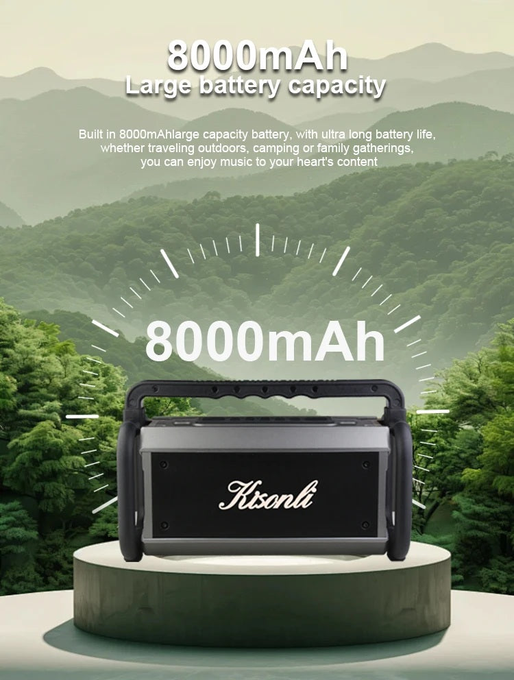 Kisonli Powerful 80W Portable Wireless 8000 mAh Outdoor Party Bass Hi-Fi Speaker with RGB Light K9