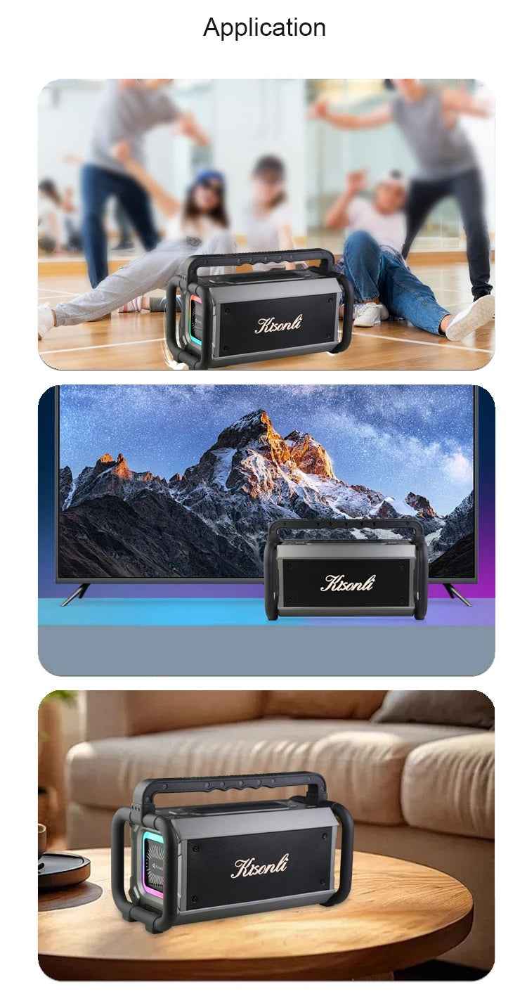 Kisonli Powerful 80W Portable Wireless 8000 mAh Outdoor Party Bass Hi-Fi Speaker with RGB Light K9