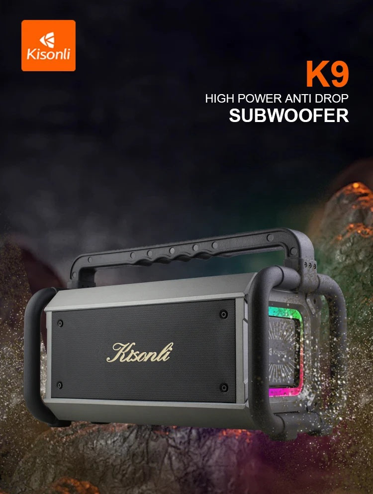 Kisonli Powerful 80W Portable Wireless 8000 mAh Outdoor Party Bass Hi-Fi Speaker with RGB Light K9