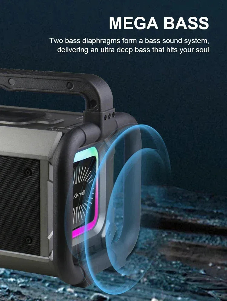 Kisonli Powerful 80W Portable Wireless 8000 mAh Outdoor Party Bass Hi-Fi Speaker with RGB Light K9 - Three