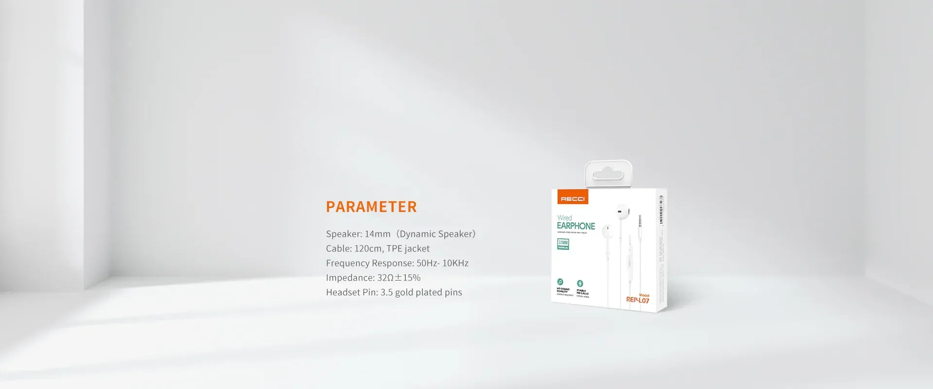 Recci Aux Wired Earphone Rep-L07 - Three