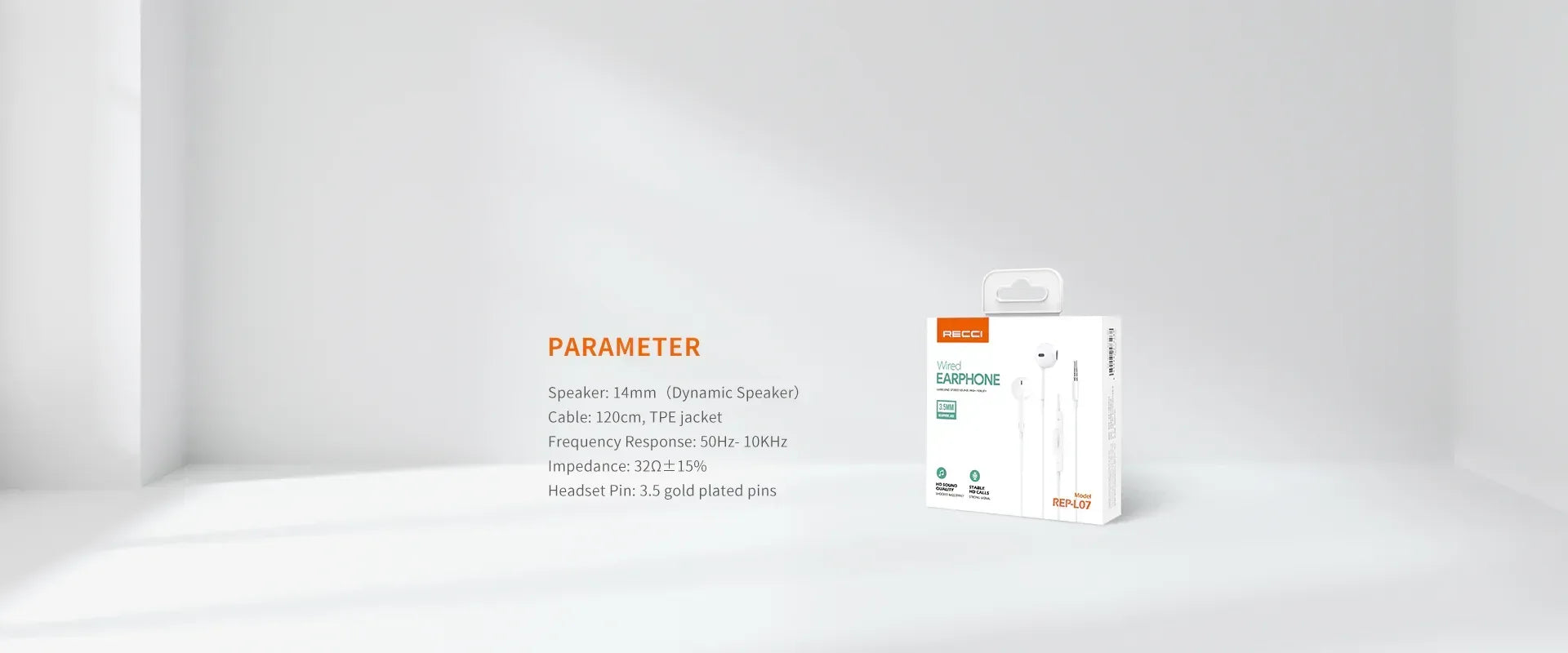 Recci Aux Wired Earphone Rep-L07 - Three