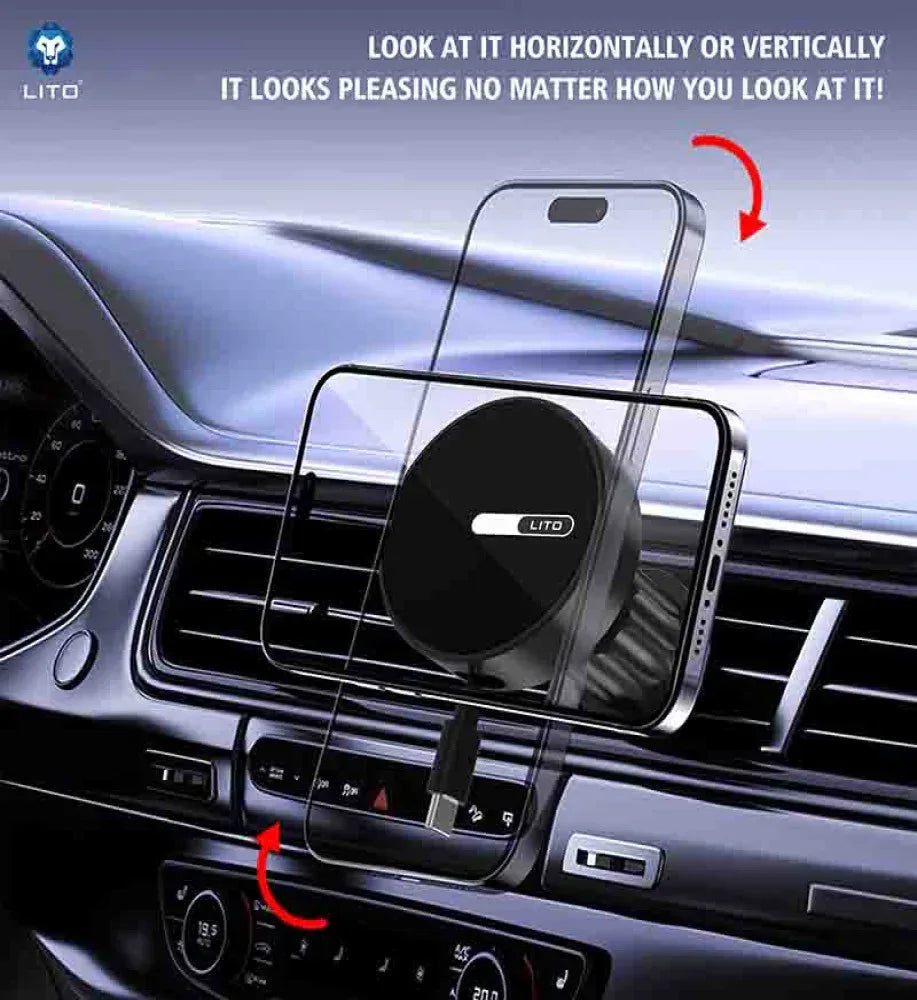 LITO 15W Magnetic Wireless Charging Car Mount Phone Holder LT-W06 - Three
