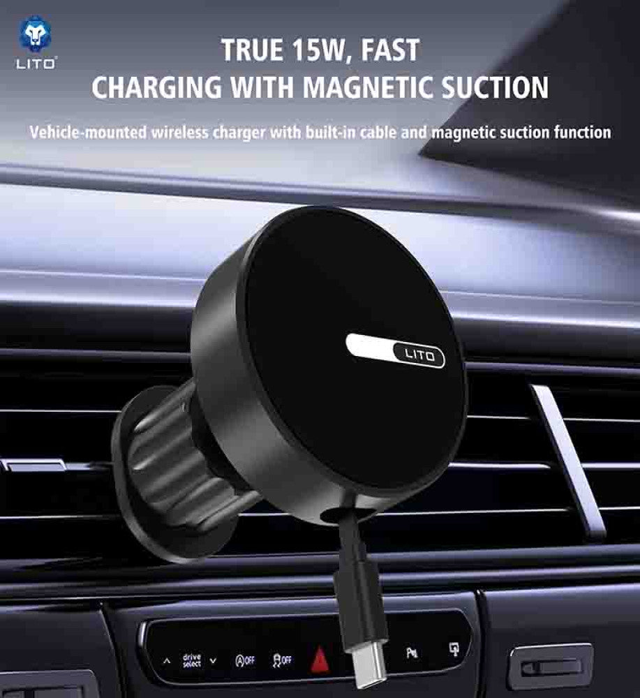 LITO 15W Magnetic Wireless Charging Car Mount Phone Holder LT-W06