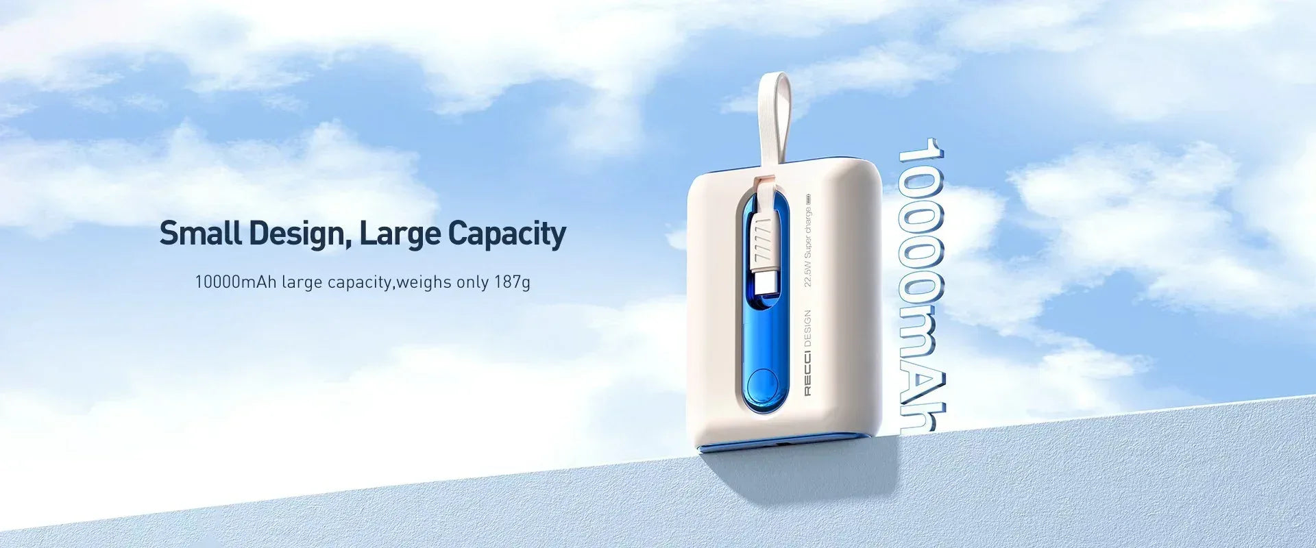 Recci Dual Cable Power Bank 10000mAh Fast Charging RPB-P12 - Three