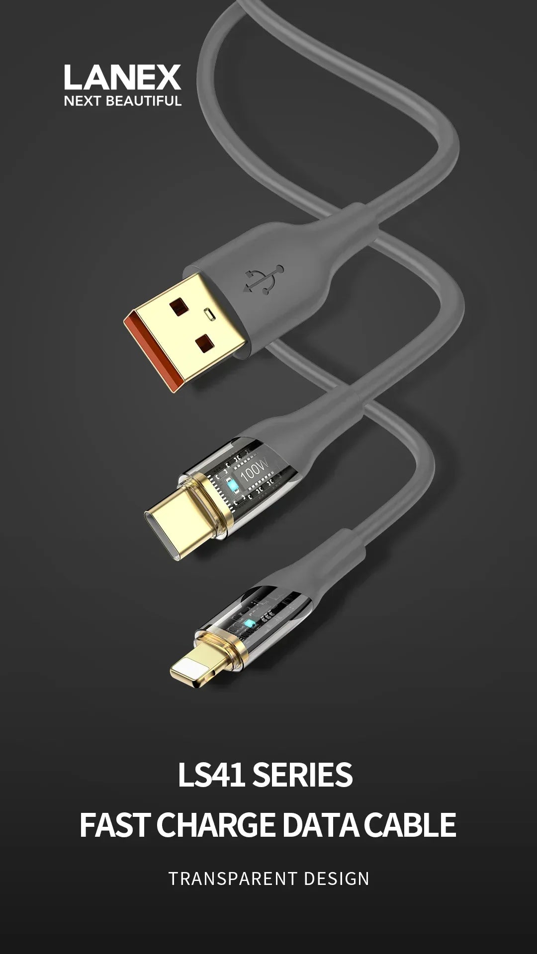 Lanex Data Cable Cable Type C To Type C LS41CC - Three