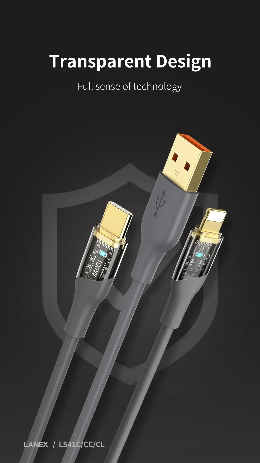 Lanex Data Cable Cable Type C To Type C LS41CC - Three