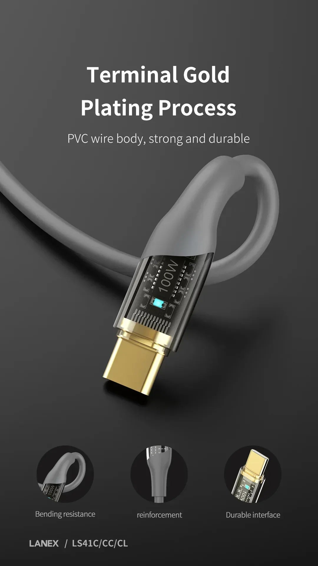 Lanex Data Cable Cable Type C To Type C LS41CC - Three