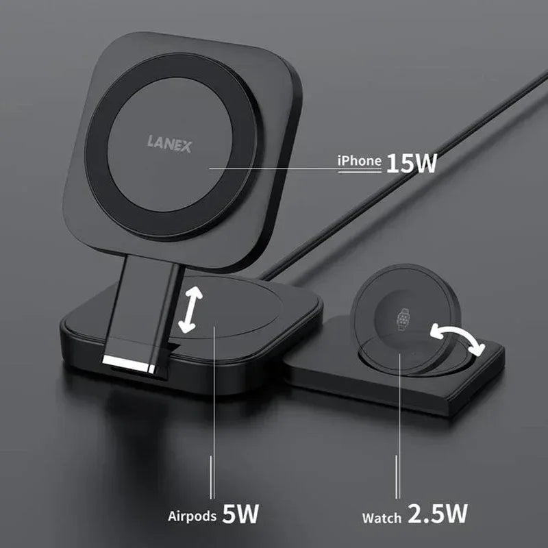 Lanex 3 in 1 Magnetic Stand Wireless Charging 15W LW12 - Three