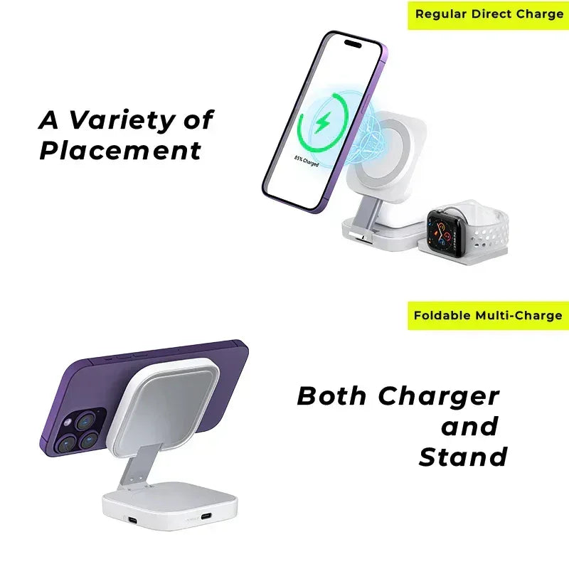 Lanex 3 in 1 Magnetic Stand Wireless Charging 15W LW12 - Three