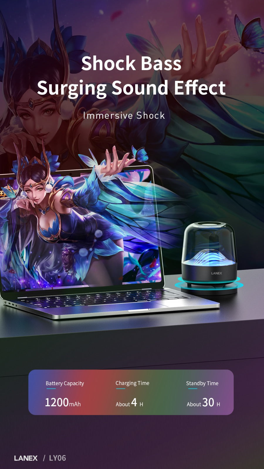 Lanex Aurora BT V5.0 Wireless Speaker With LED LY06