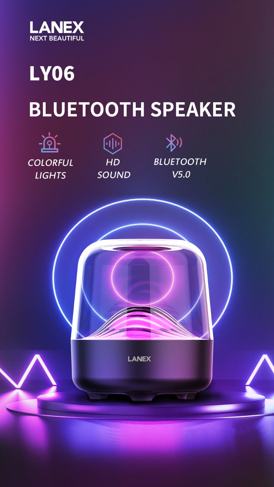 Lanex Aurora BT V5.0 Wireless Speaker With LED LY06