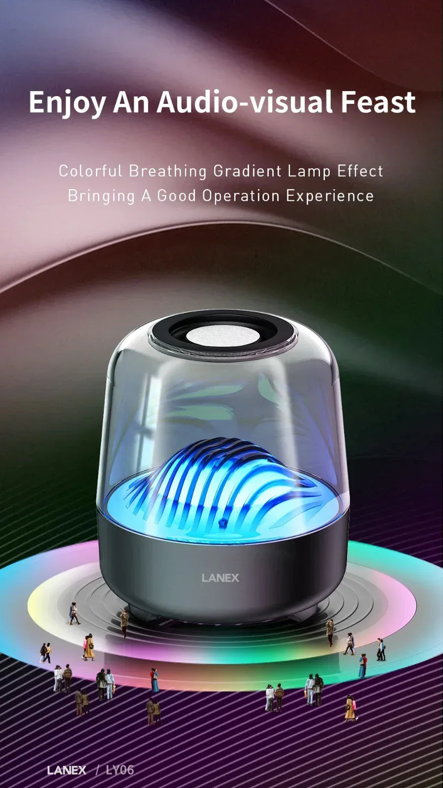 Lanex Aurora BT V5.0 Wireless Speaker With LED LY06 - Three