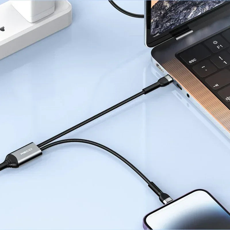 Recci Skyline PD 65W 2-in-1 Type-C & Lighting Cable RTC-T16 - Three