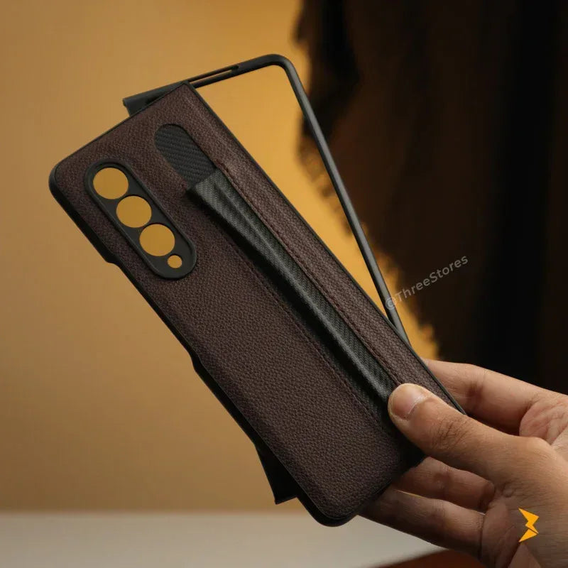 Leather Pen Sleeve Case Samsung Z Fold 3 - Three