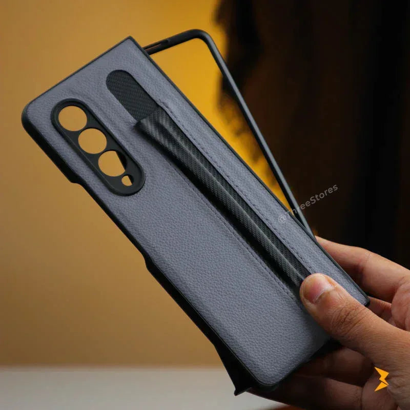Leather Pen Sleeve Case Samsung Z Fold 3 - Three