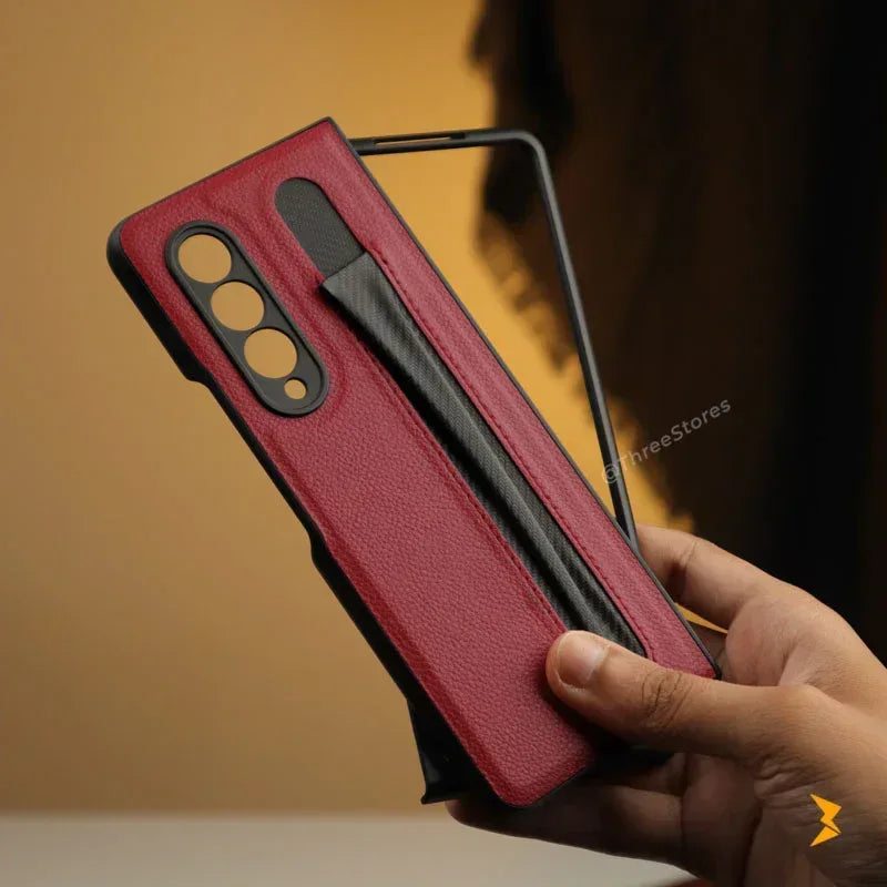 Leather Pen Sleeve Case Samsung Z Fold 3 - Three