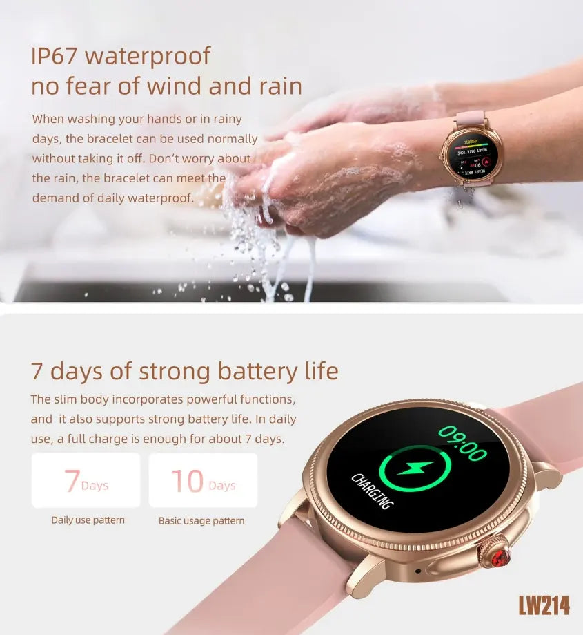 Lenyes 1.09-Inch Bluetooth Calling IP67 Smart Watch LW-214