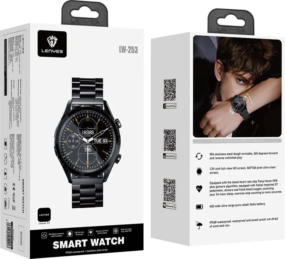 Lenyes 1.39-Inch HD ChatGPT Calling IP68 Smart Watch LW-253