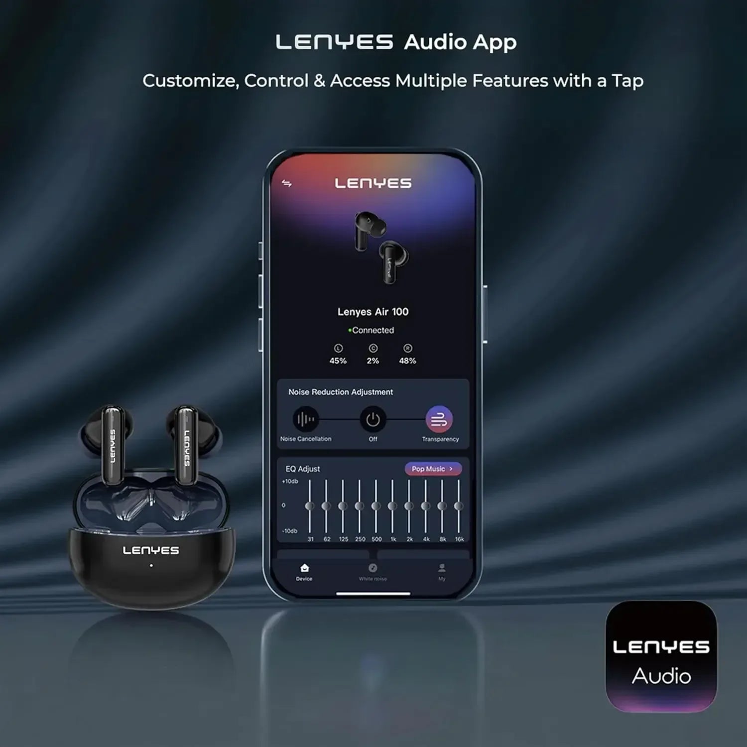 Lenyes Bluetooth Wireless Earbuds with ANC + ENC AIR 100 - Three
