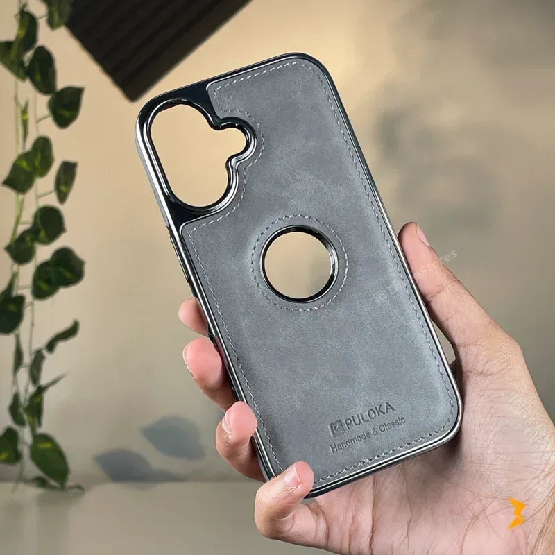 Light Sand Leather Case iPhone 16 - Three